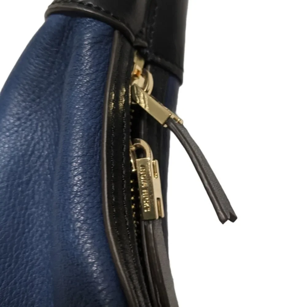 INDIA HICKS Isabella Navy Leather Large Hobo Bag